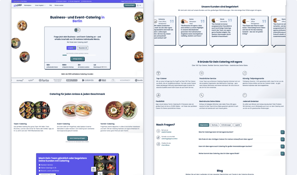 Webseiten Design mit Foto, CTA Banner und Zitaten