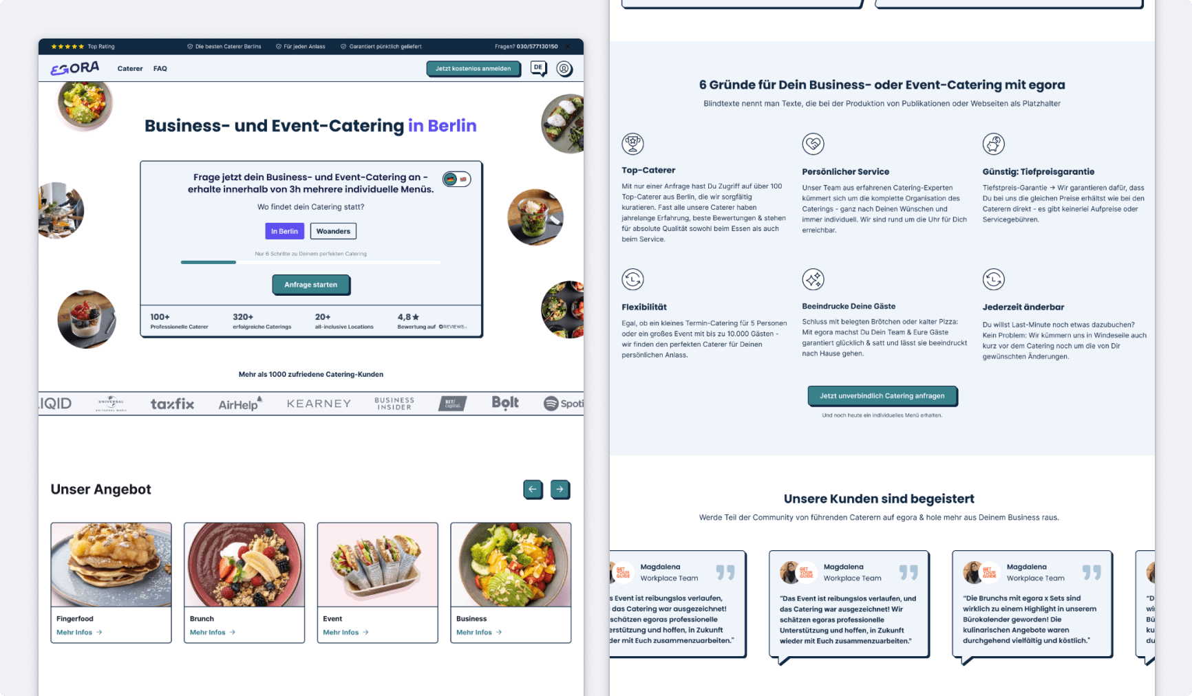 Screendesign Startseite Rebranding